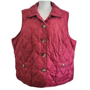 TALBOT'S Burgundy Red Quilted Duck Down Puffer Vest - Women's Plus Size 3X
